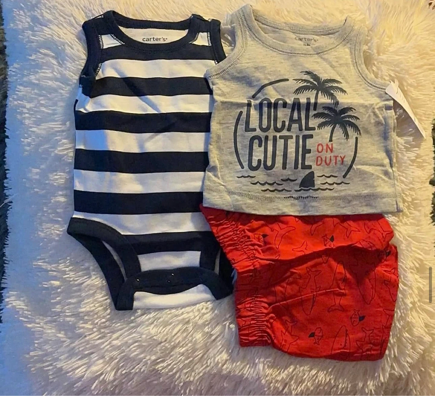 BOYS 3PC SHORTS SUITE (SIZE: NEWBORN)