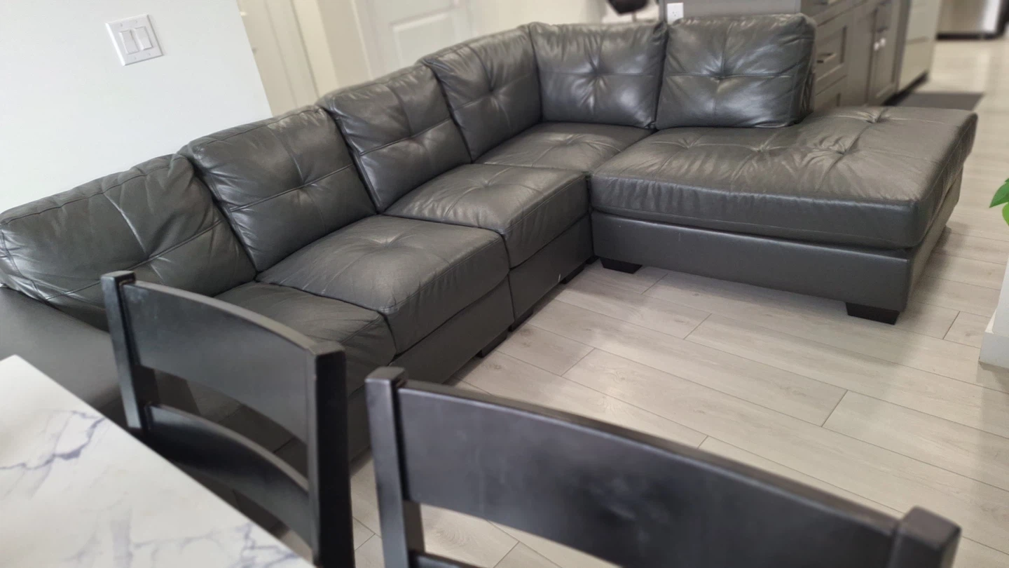 Grey Leather Sectional Couch