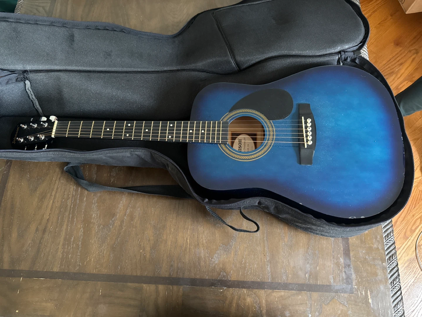 Johnson Blue Acoustic Guitar with Gig Bag