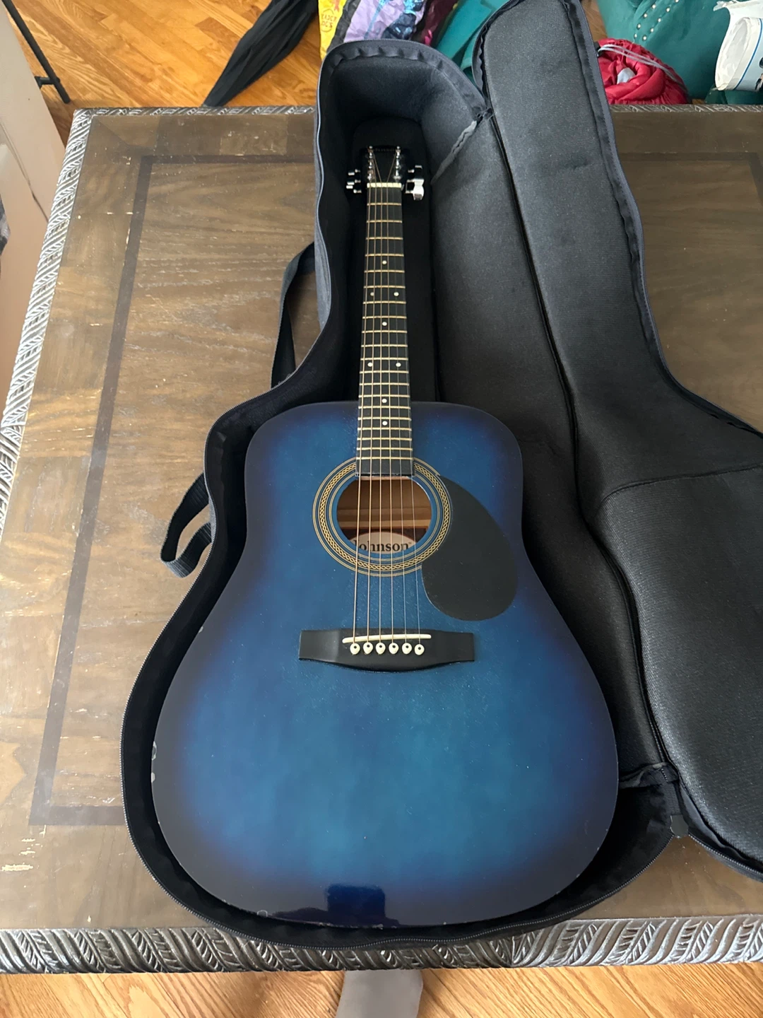Johnson Blue Acoustic Guitar with Gig Bag - photo 2
