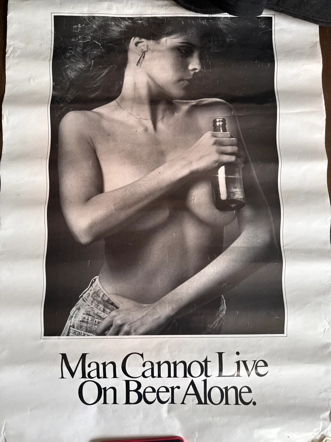 Vintage "Man Cannot Live On Beer Alone" Poster