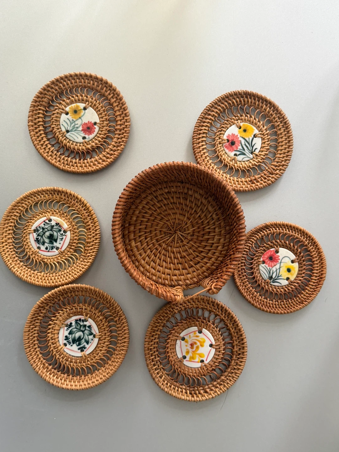 Woven Coaster Set with Holder - photo 2
