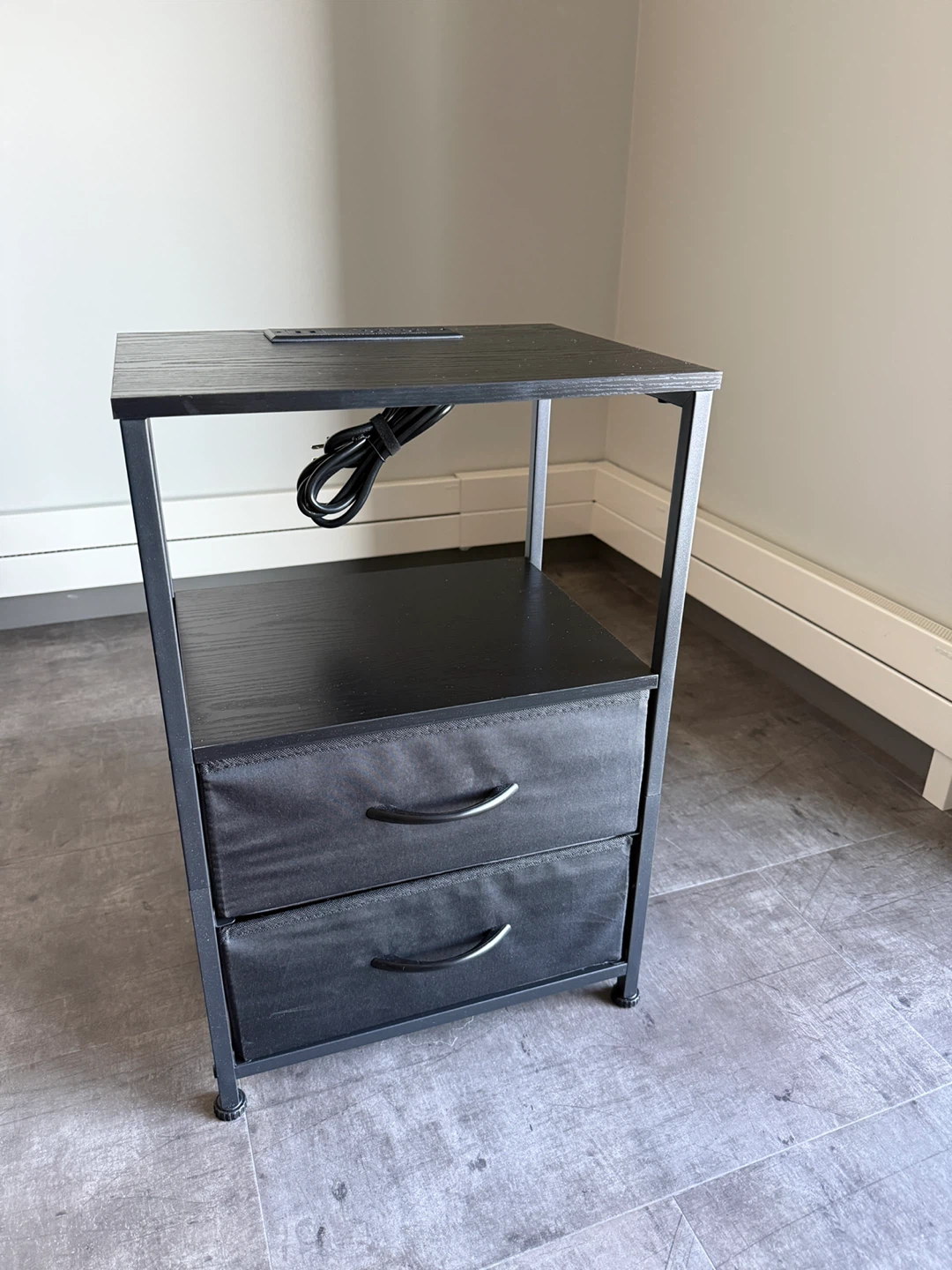 Nightstand with Drawers and Built-in Outlet