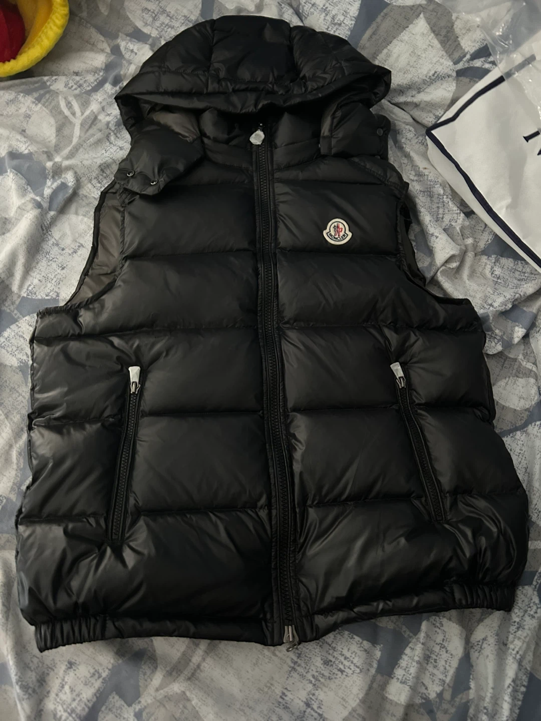 Moncler Black Down Vest with Hood - Size 3