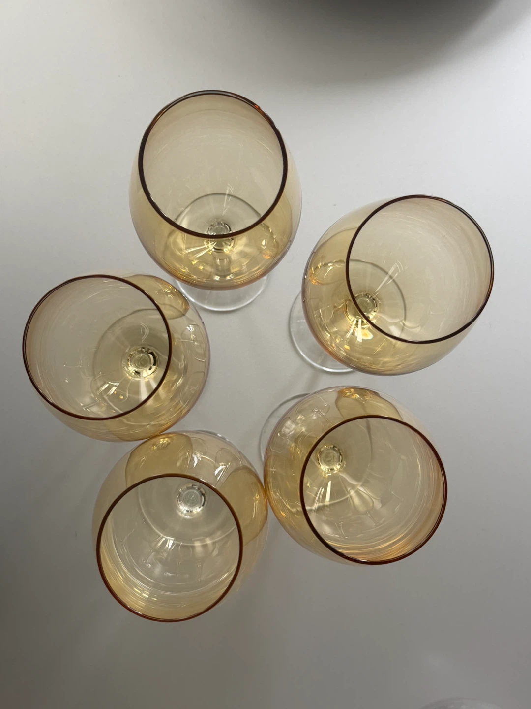 Set of 5 Pottery Barn Amber Wine Glasses - photo 2