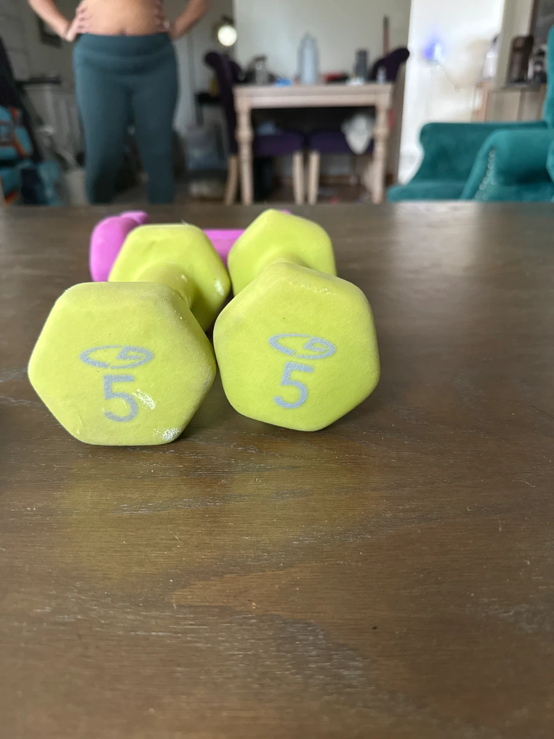Set of 4 Dumbbells - 2x 3lb Pink, 2x 5lb Yellow - photo 2