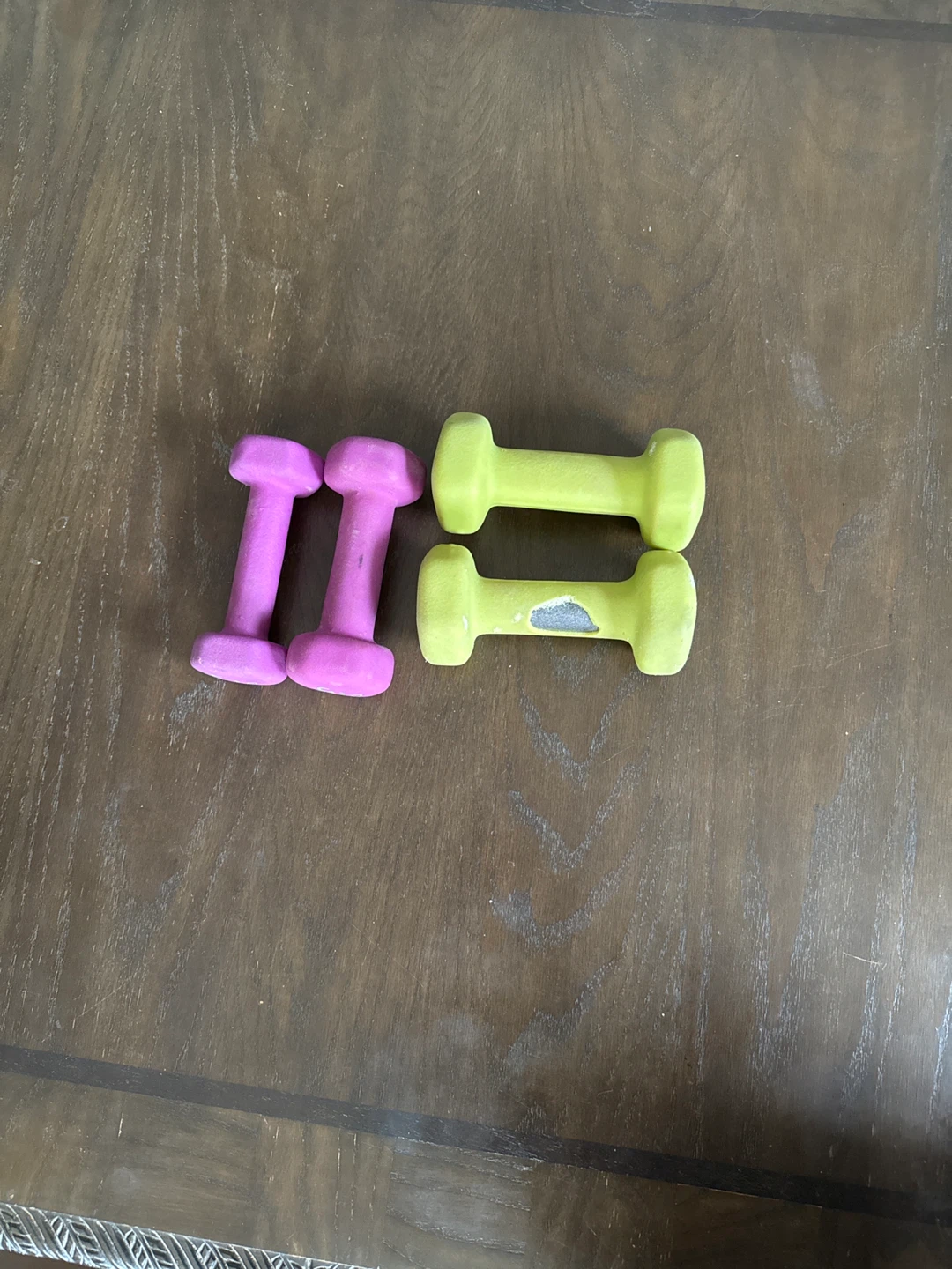 Set of 4 Dumbbells - 2x 3lb Pink, 2x 5lb Yellow