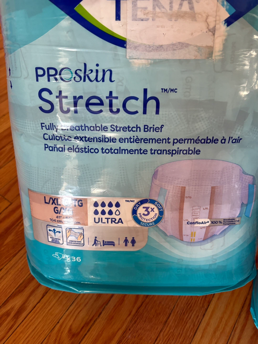TENA ProSkin Breathable Stretch Briefs L/XL (2 Packs of 36)