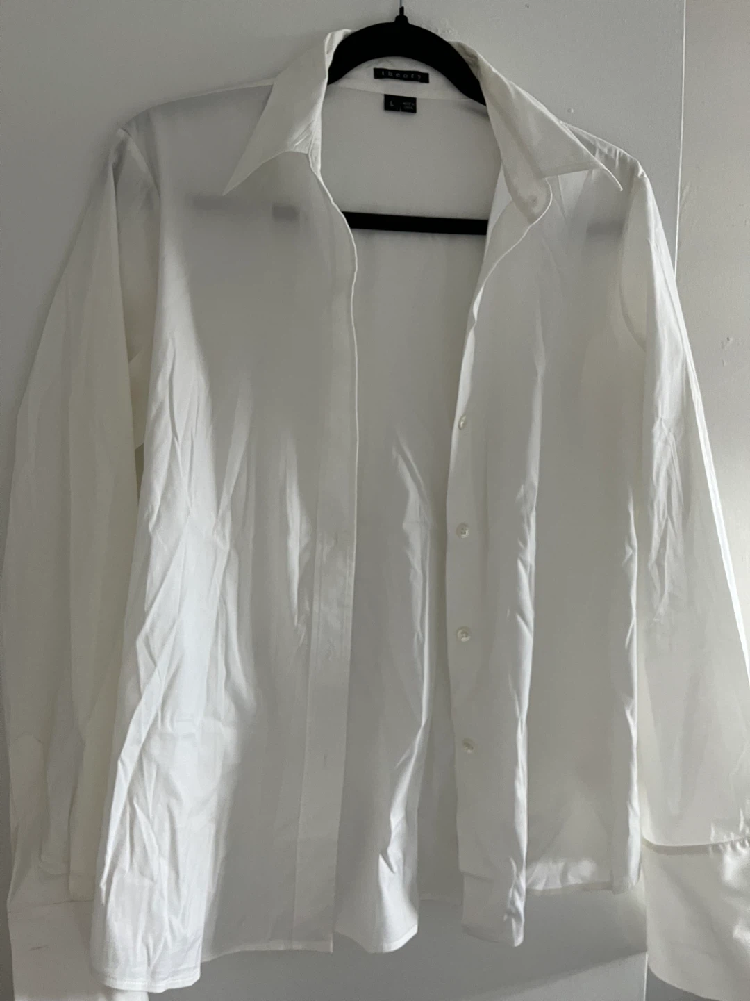 Theory White Button-Up Shirt Size L