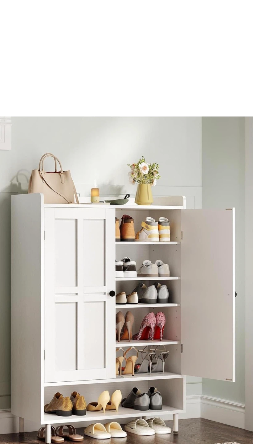 White Shoe Cabinet with Doors