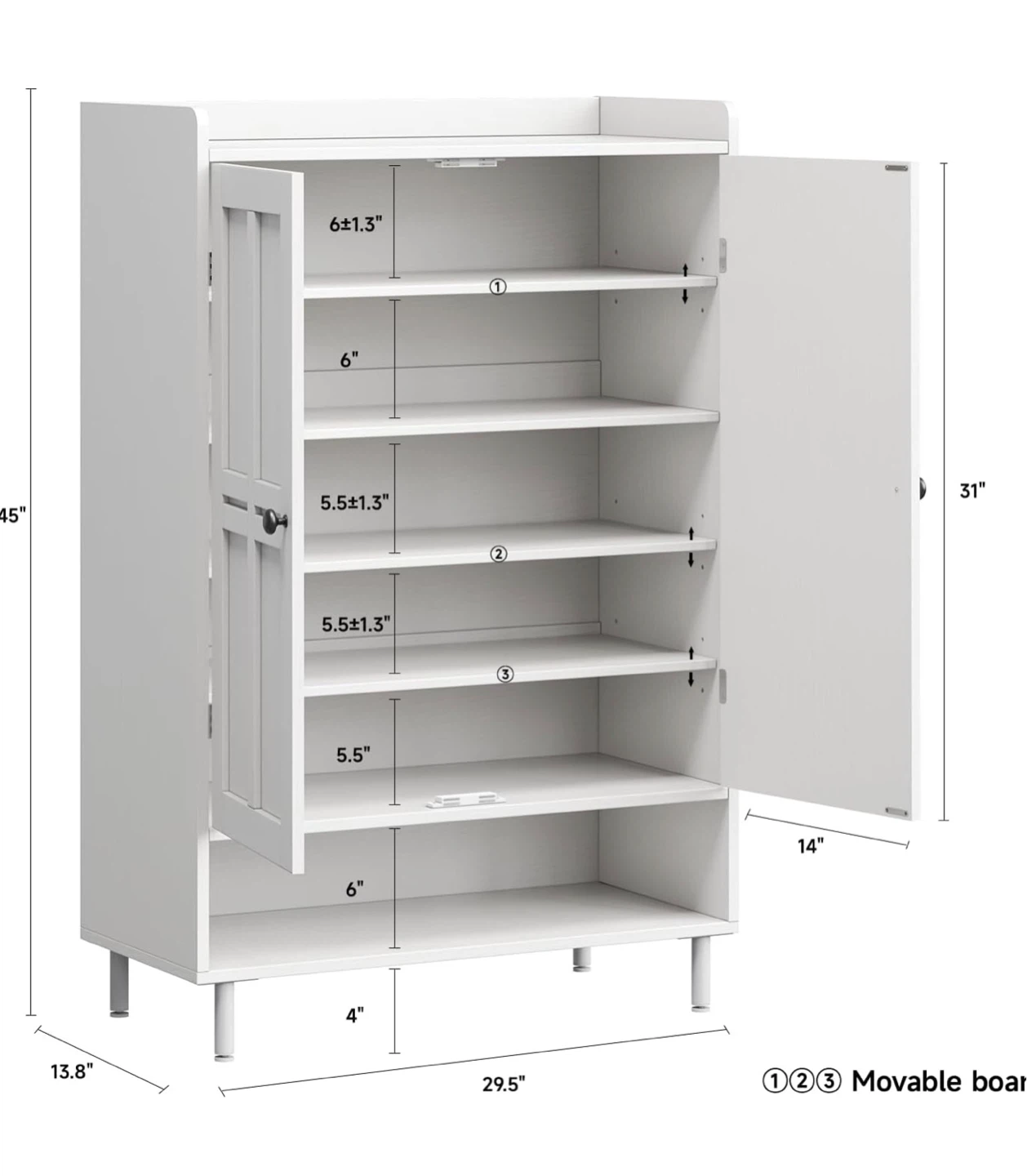 White Shoe Cabinet with Doors - photo 2