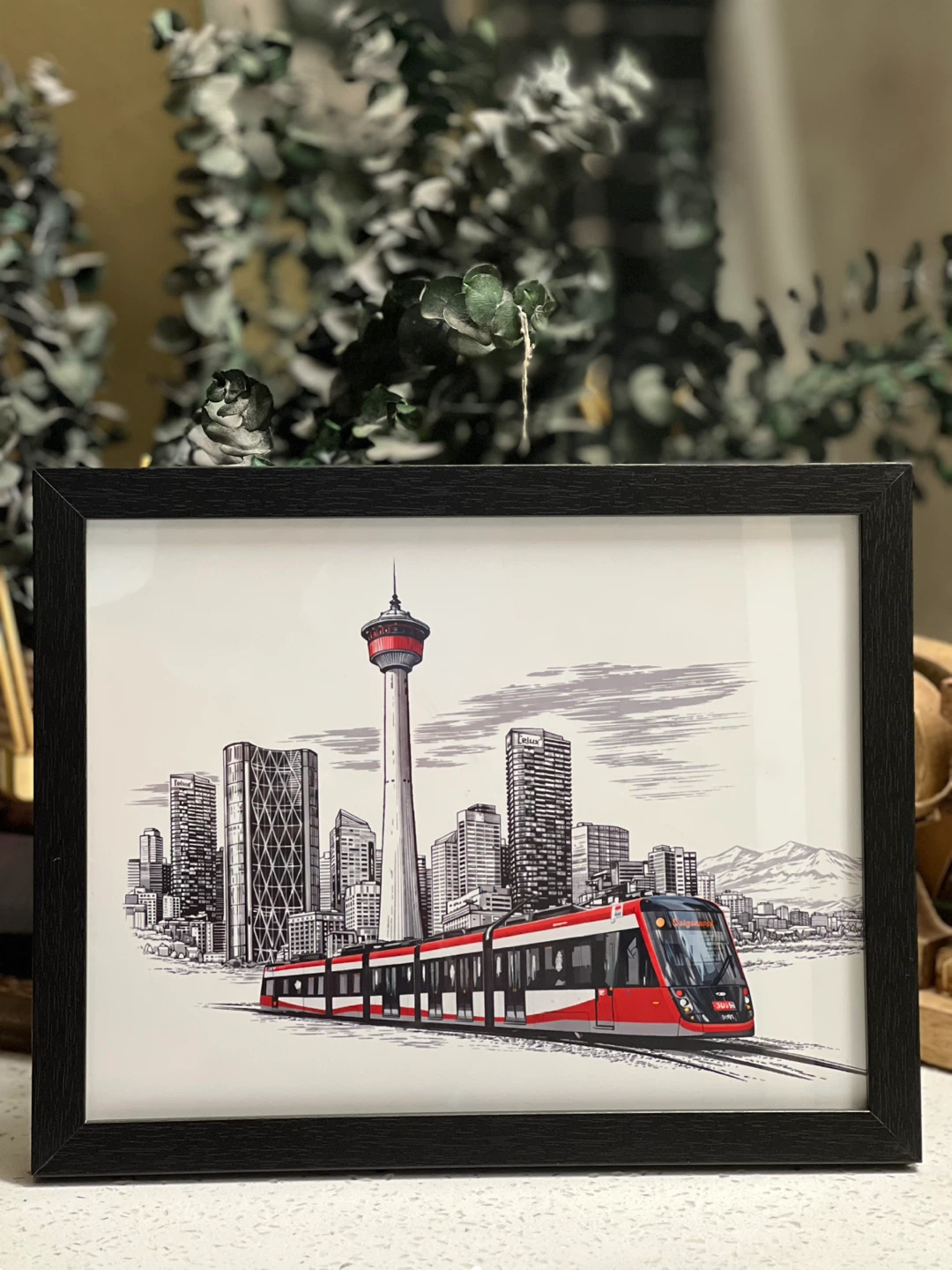 Iconic Calgary C-Train & Calgary Tower Framed Art ! 🇨🇦✨ - photo 3