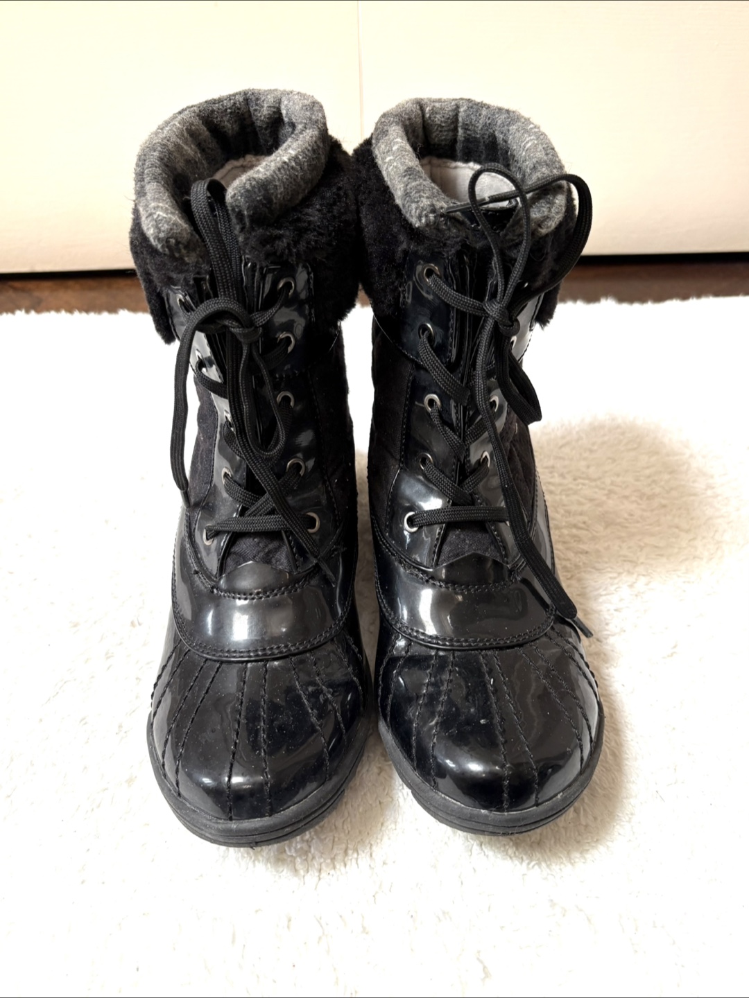 Anne Klein Sport Black Faux Fur Lined Winter Boots Size 6.5M