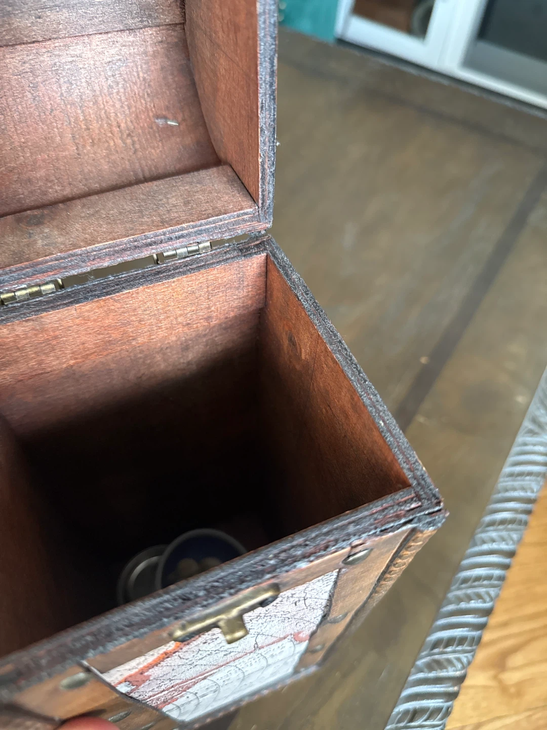 Decorative Wooden Treasure Chest Box with Map Design - photo 4