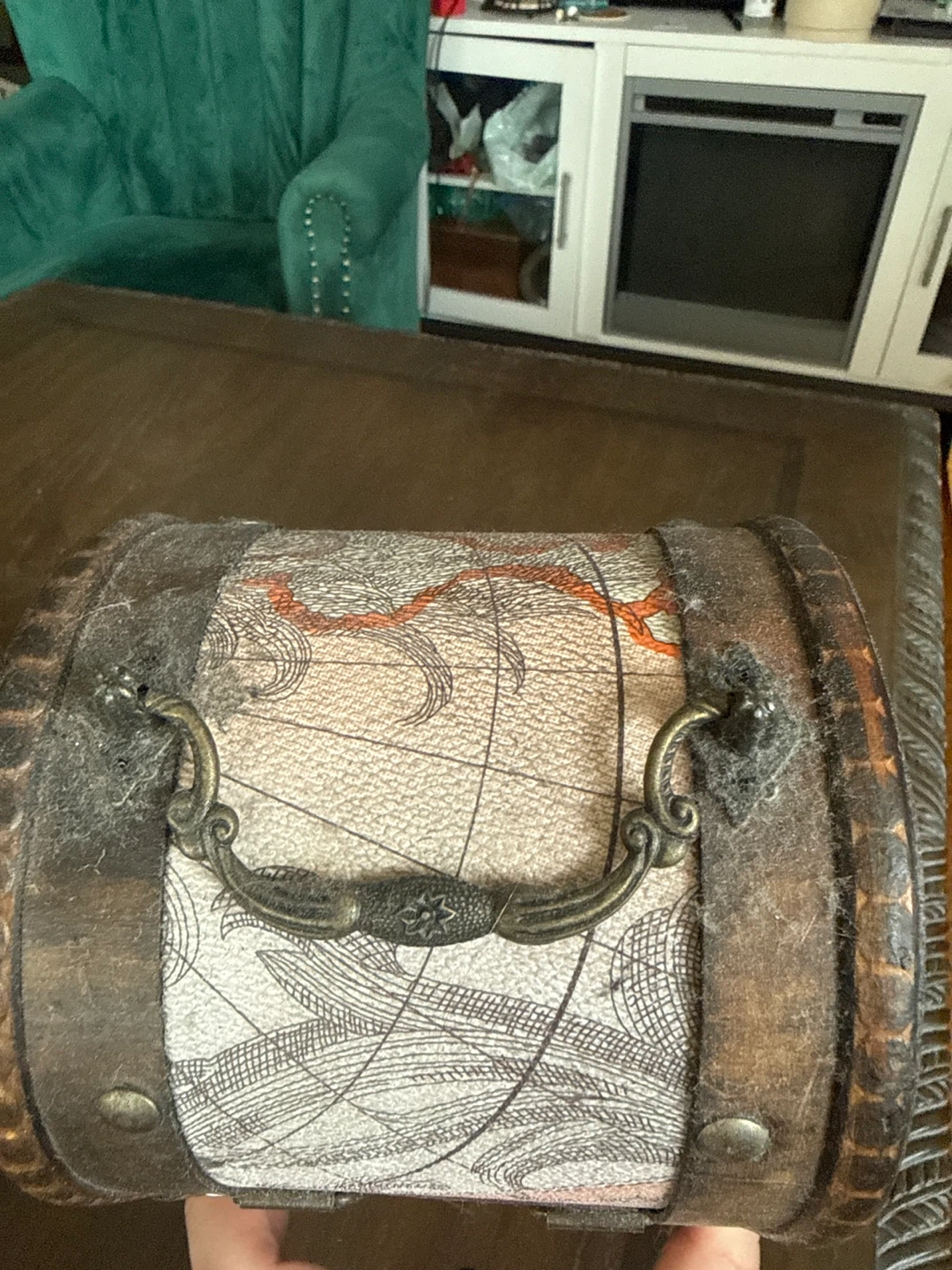 Decorative Wooden Treasure Chest Box with Map Design - photo 3