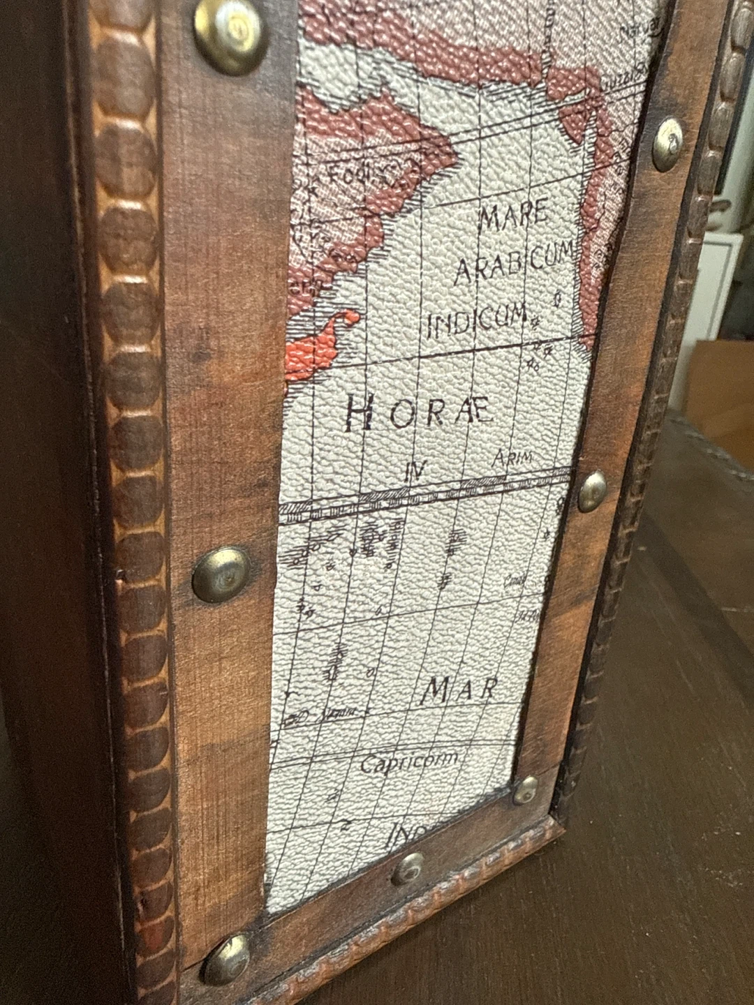 Decorative Wooden Treasure Chest Box with Map Design - photo 2
