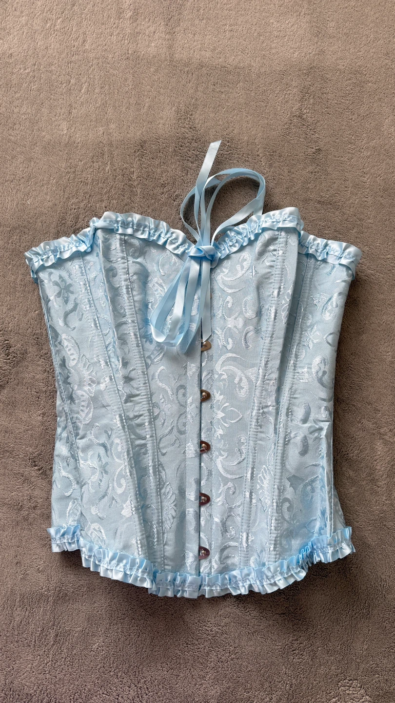 Light Blue Brocade Corset Size S