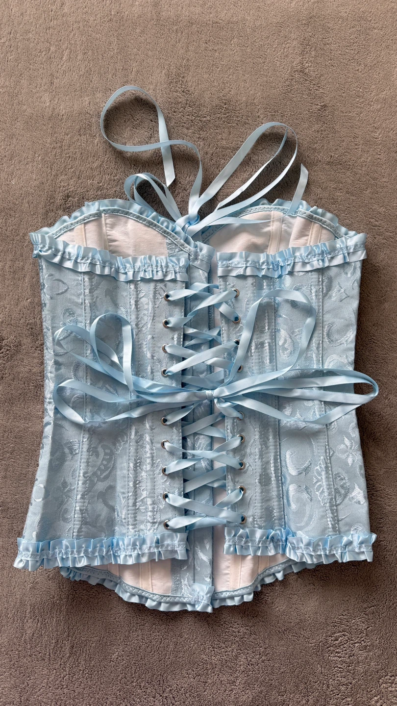 Light Blue Brocade Corset Size S - photo 2