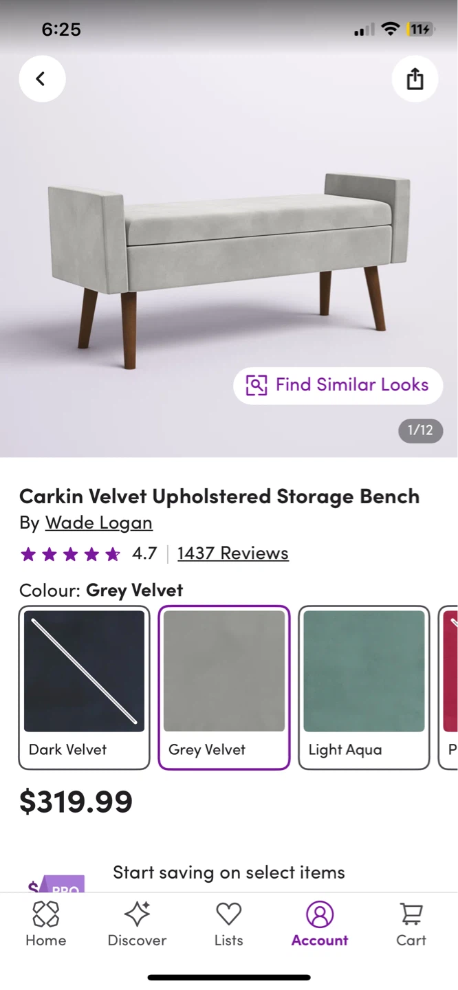 Grey Velvet  Storage Bench - photo 3