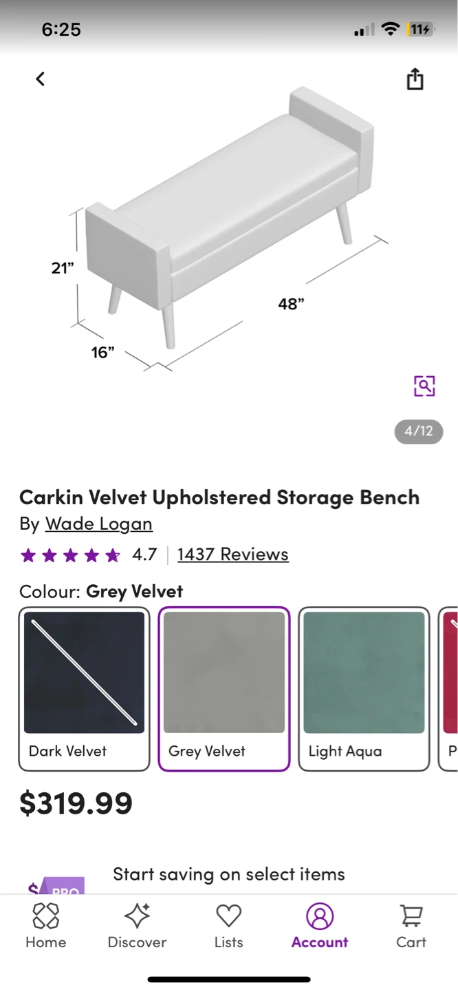 Grey Velvet  Storage Bench - photo 4