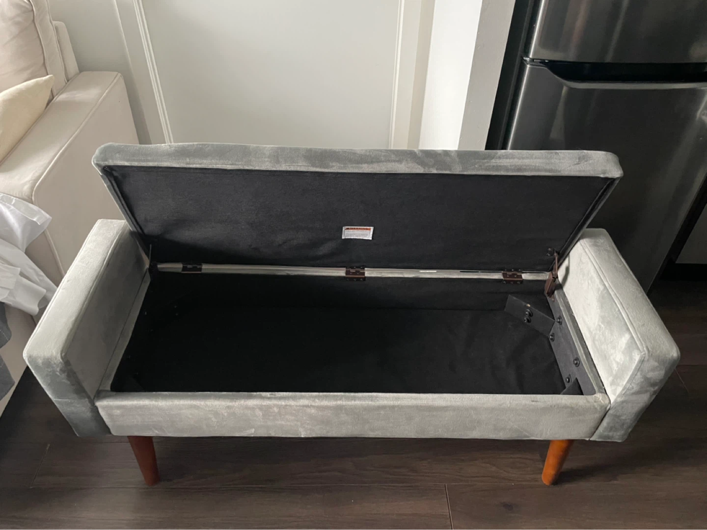 Grey Velvet  Storage Bench - photo 2
