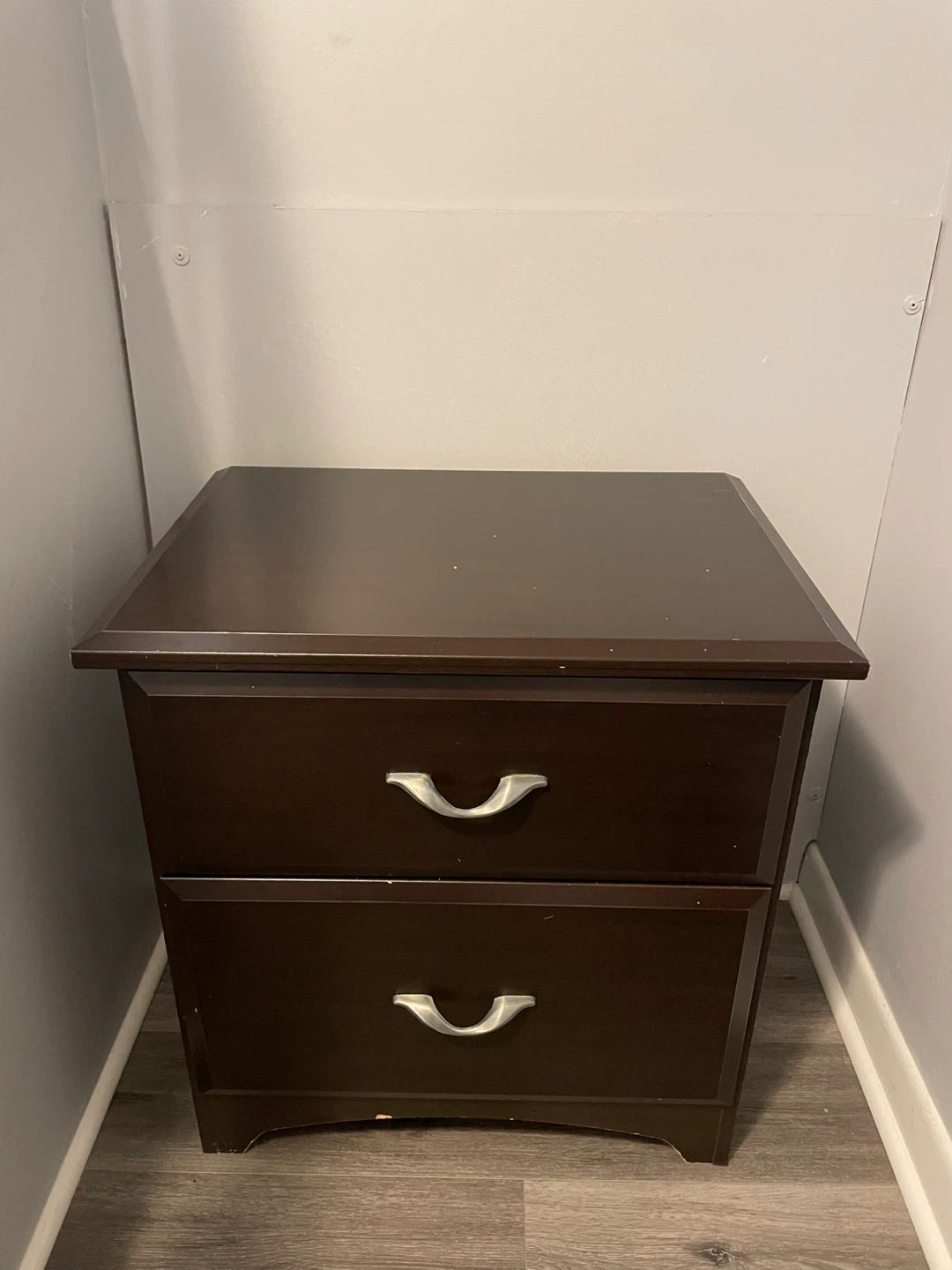 Dark Brown 2-Drawer Nightstand