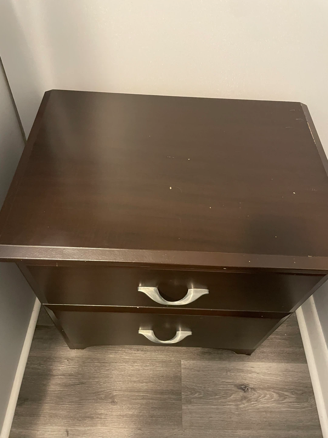Dark Brown 2-Drawer Nightstand - photo 2