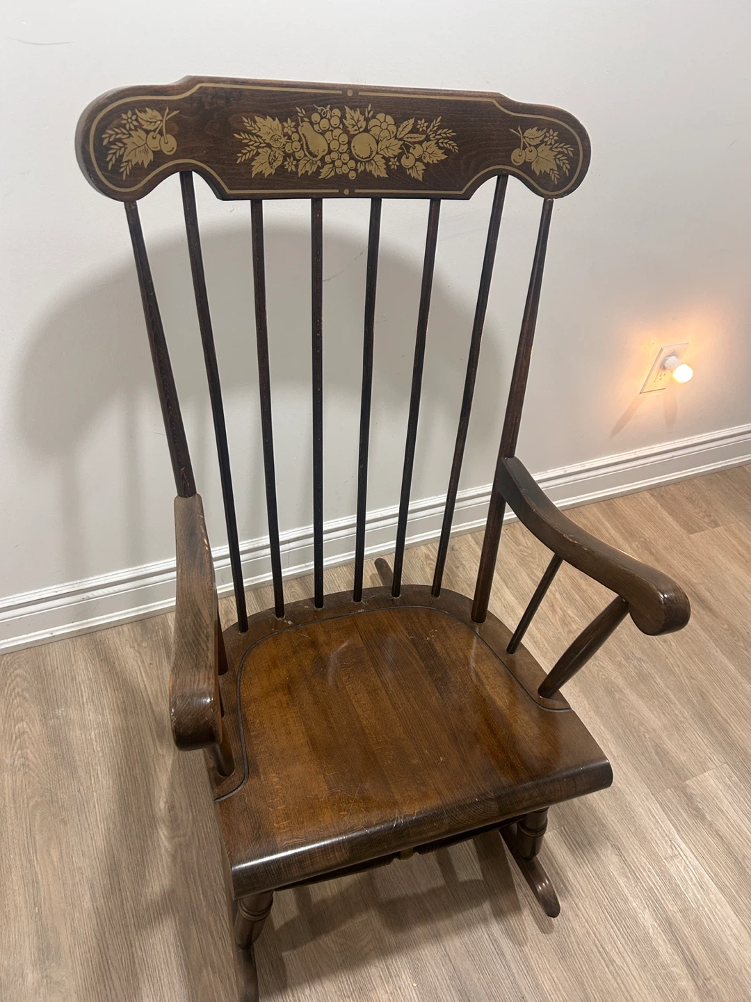Vintage Style Wooden Rocking Chair with Floral Design - photo 2