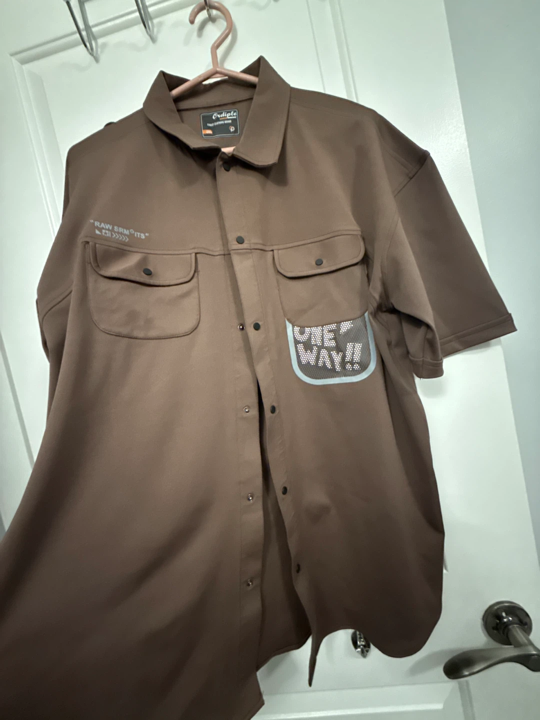 Ordiple Men's 2XL Brown Short Sleeve Button-Up Shirt - photo 4
