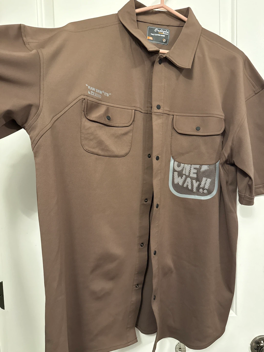 Ordiple Men's 2XL Brown Short Sleeve Button-Up Shirt - photo 2