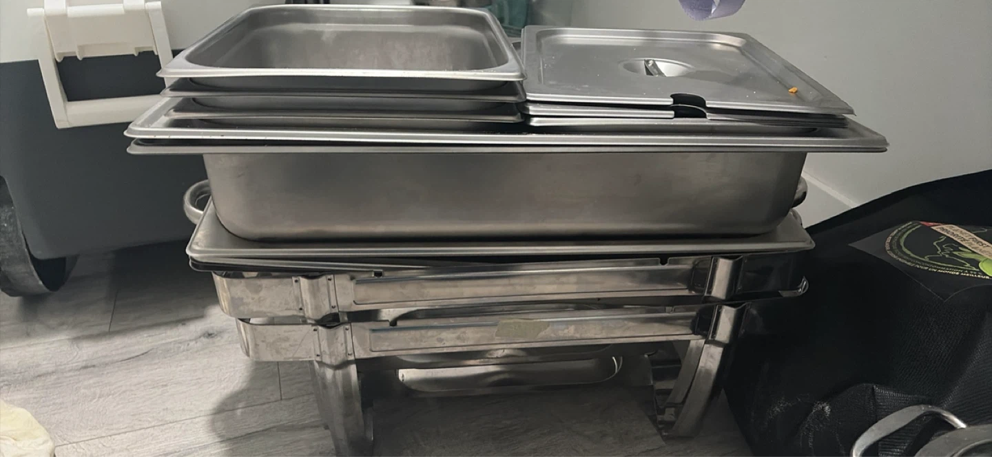 2 sets of Chafing Dish Set with Pans and Lids and Extra dishes