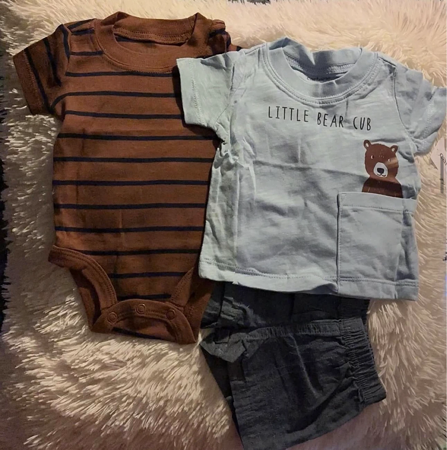 BOYS  3PC SHORTS SUITE (SIZE: NEWBORN)