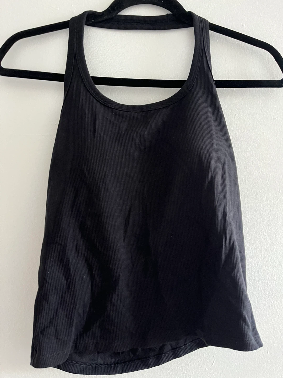 Uniqlo Black Ribbed Tank Top with Built-in Bra