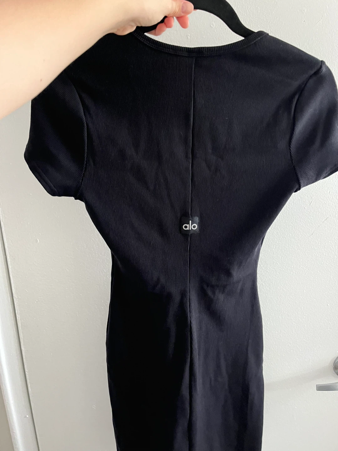 Alo Ribbed Short Sleeve Mini Dress Black - photo 2