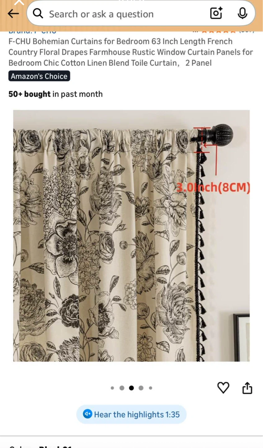 Floral Curtains - 63 Inch Length - photo 5