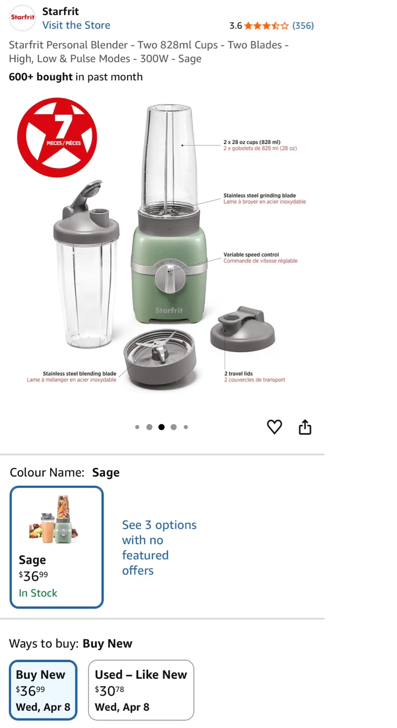 Starfrit Personal Blender Set - Sage