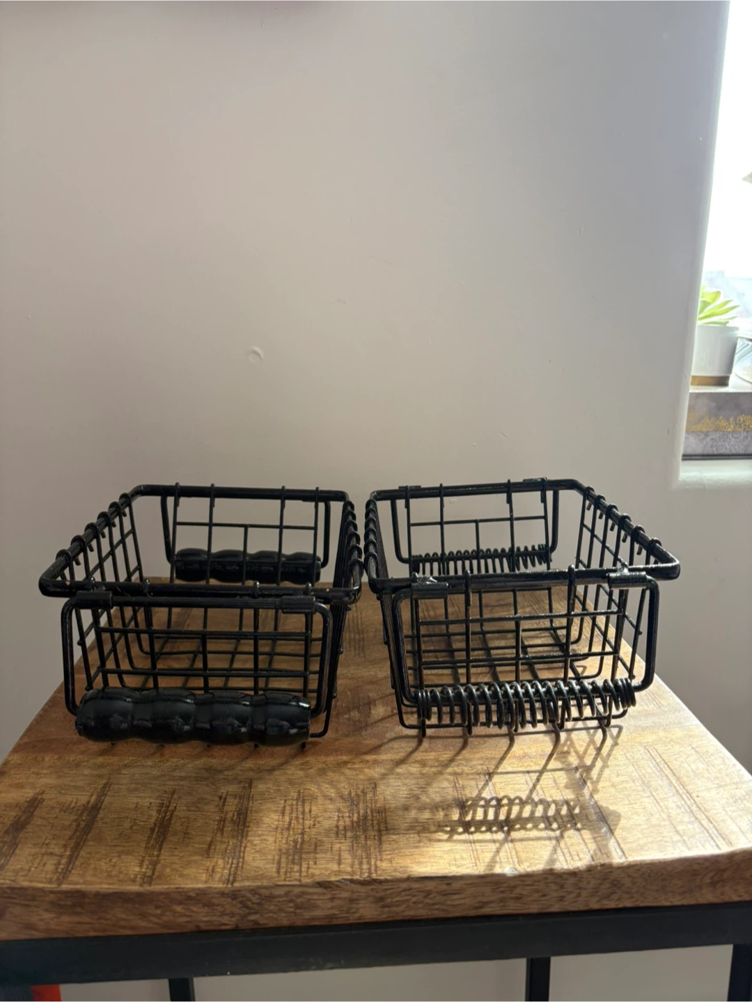 Set of 2 Black Wire Storage Baskets