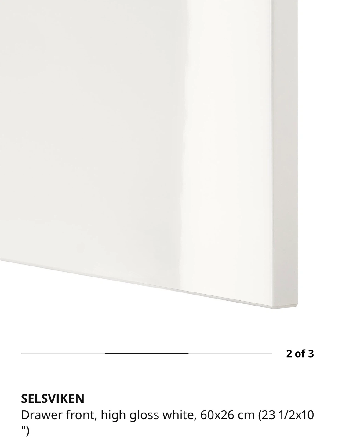 IKEA SELSVIKEN Drawer Front - High Gloss White 60x26 cm