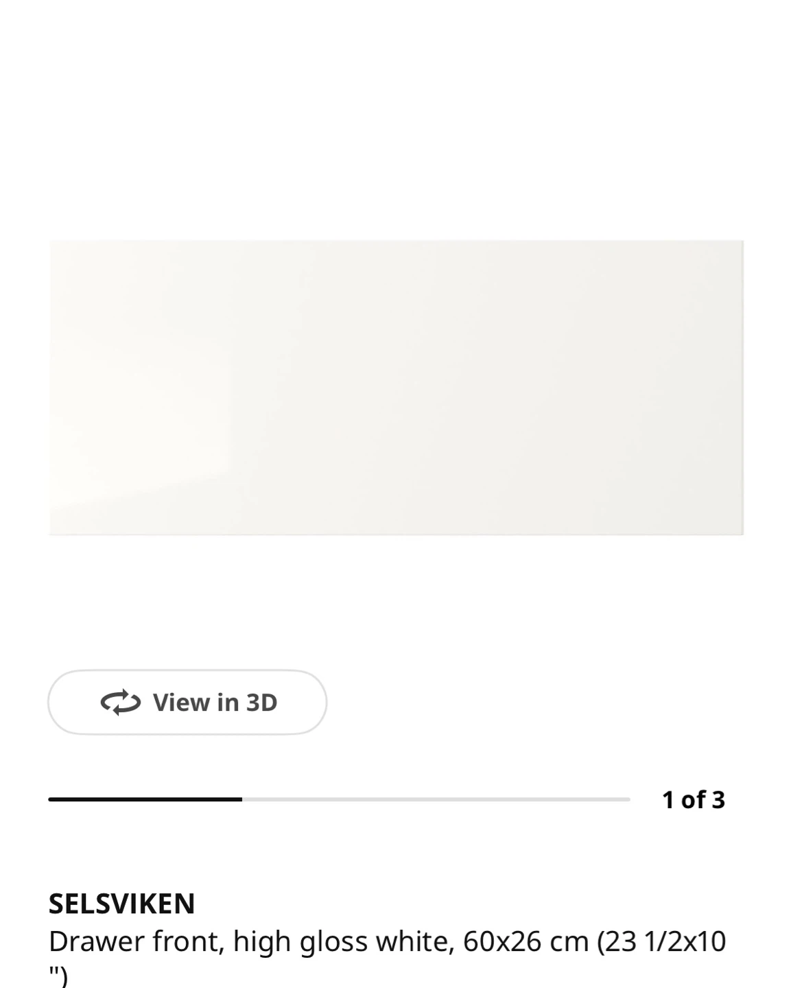 IKEA SELSVIKEN Drawer Front - High Gloss White 60x26 cm - photo 2
