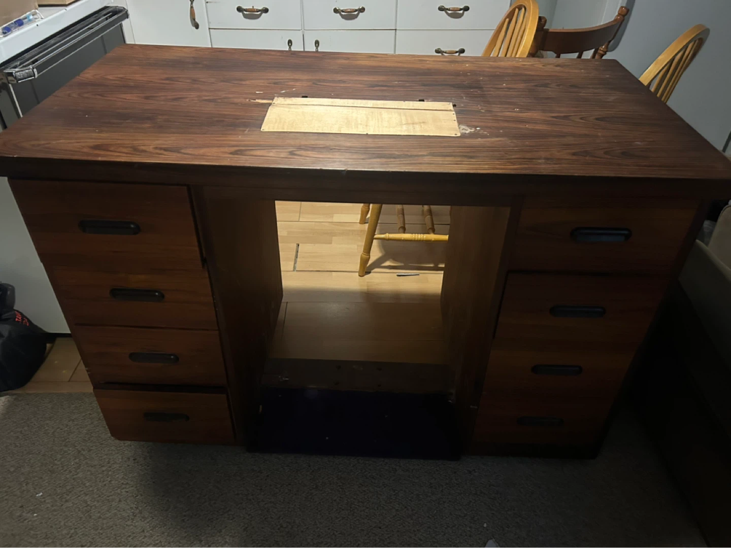 Wooden Desk with Marble Accents