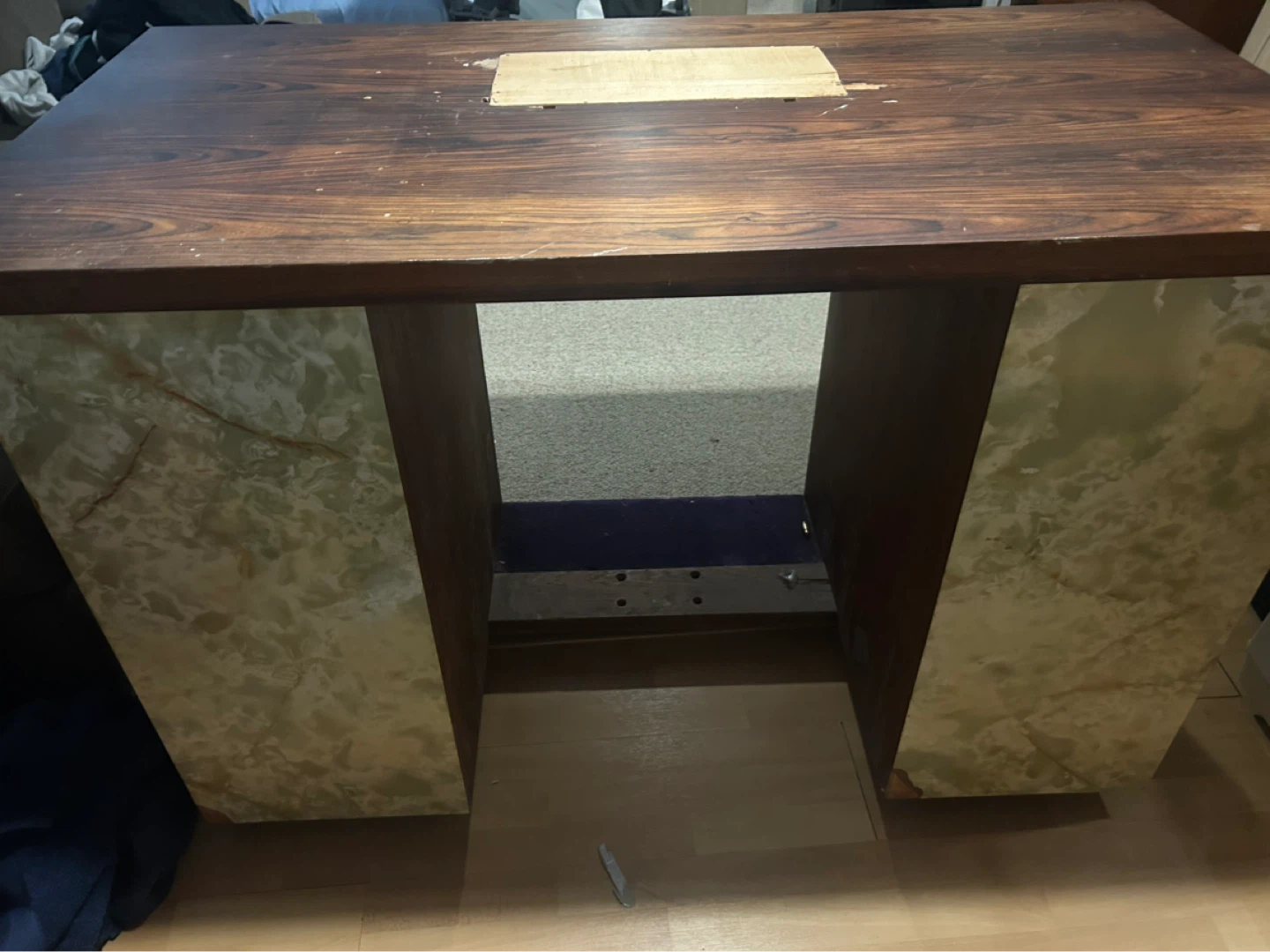 Wooden Desk with Marble Accents - photo 2