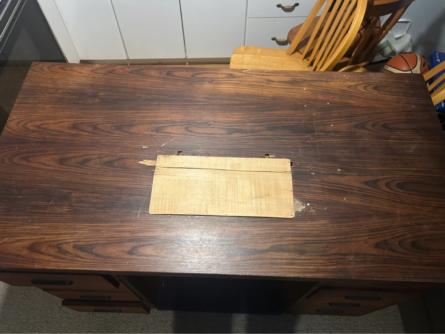 Wooden Desk with Marble Accents - photo 3