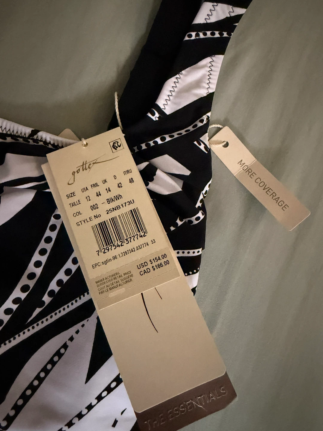 Gottex Black and White Leafy Print One Piece Swimsuit - Size 12 - photo 4