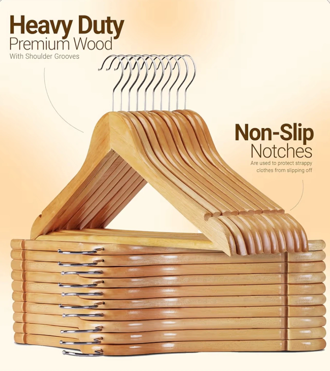 Set of 20 - Heavy Duty Premium Wood Hangers - photo 3