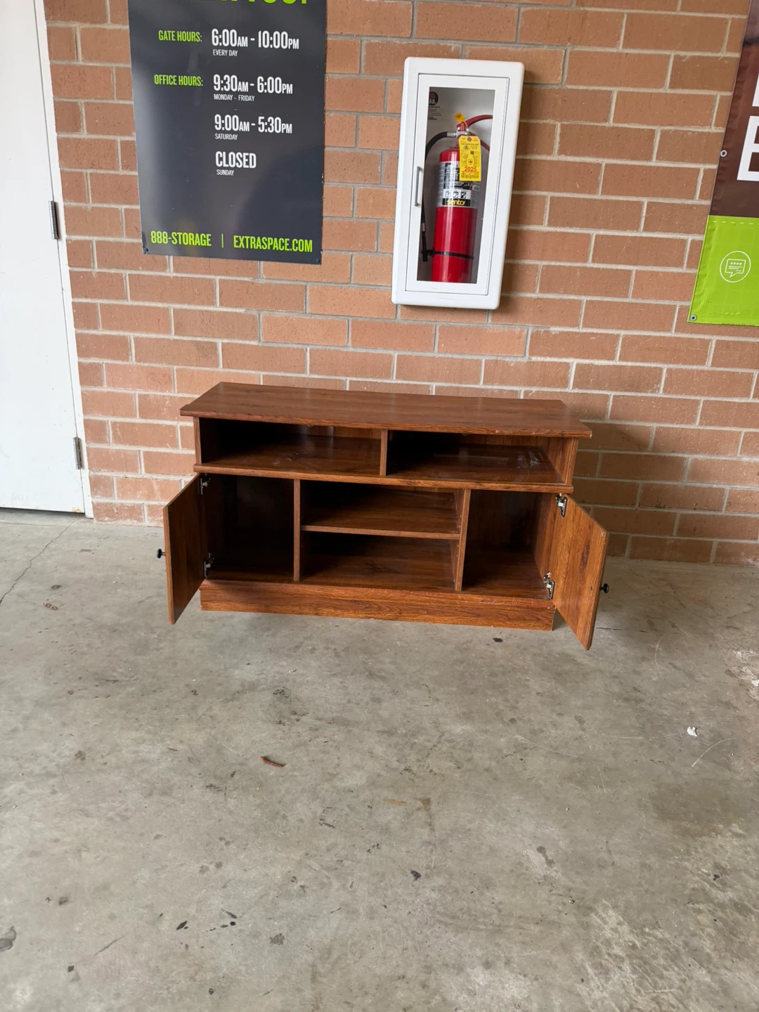 Wooden Media Console with Doors - photo 5