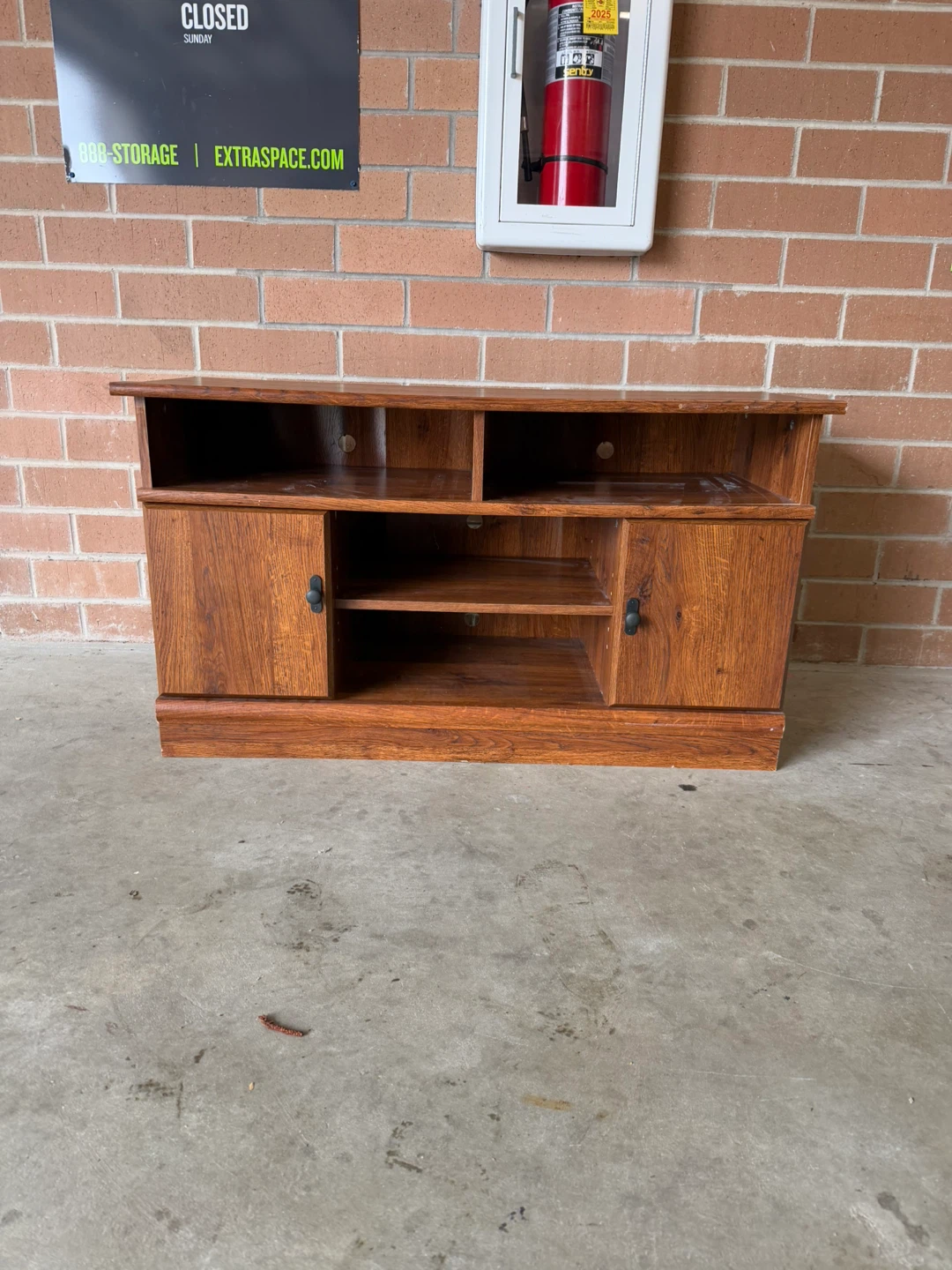 Wooden Media Console with Doors - photo 2