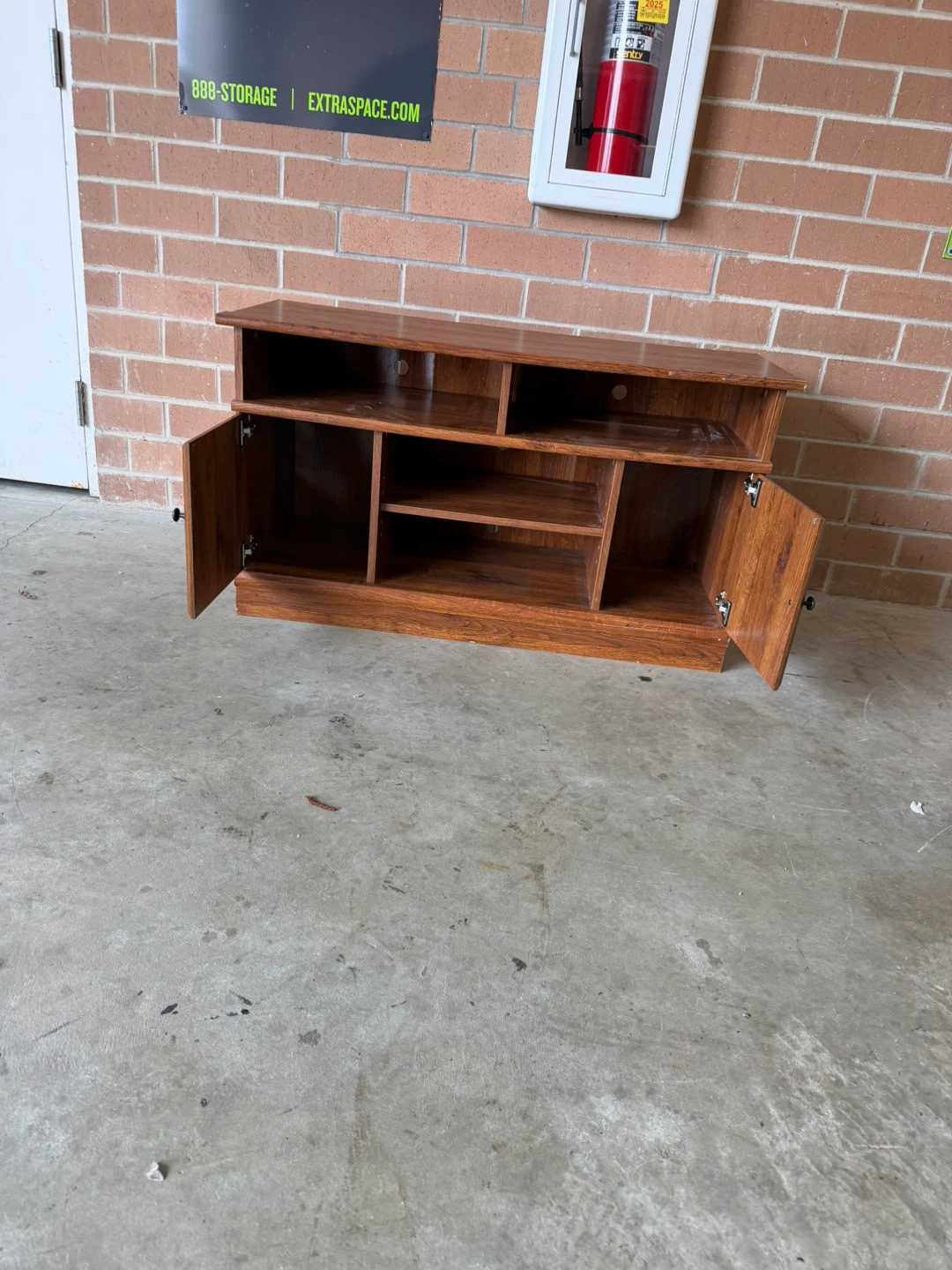 Wooden Media Console with Doors - photo 3
