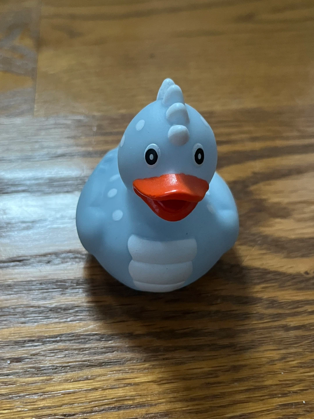 Blue Rubber Duck Toy with White Polka Dots