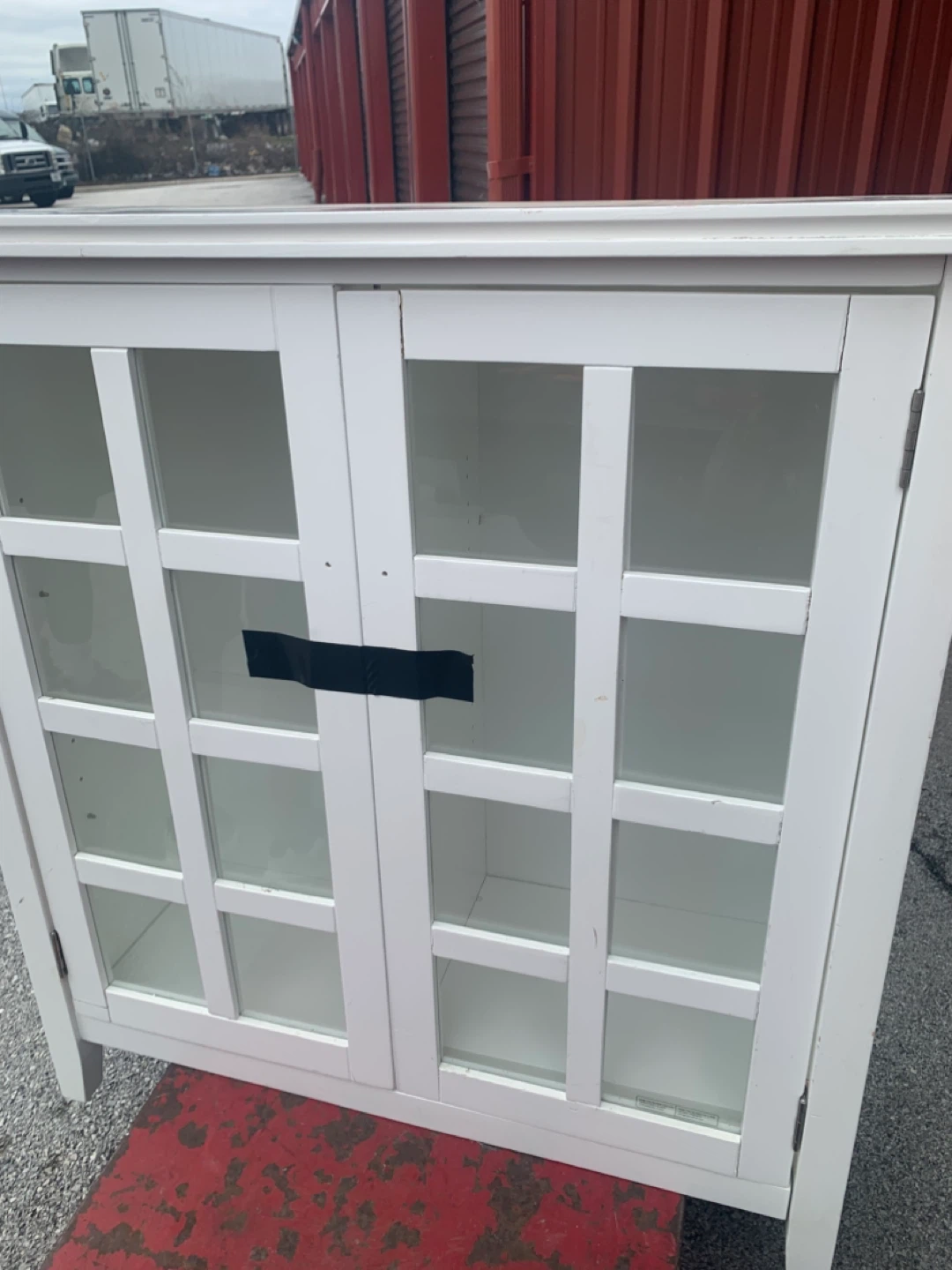 White Display Cabinet with Glass Doors