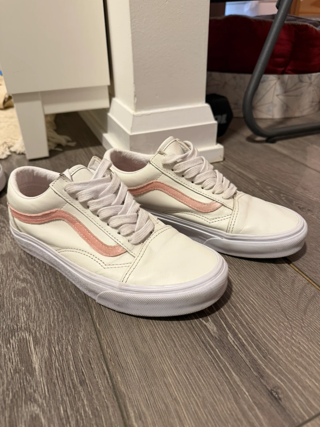 Vans Old Skool White Pink Shoes Size 7 Women's - photo 4